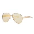 Classic gold metal aviator sunglasses with retro yellow lenses and double bridge design - C7 Bright Gold Champagne