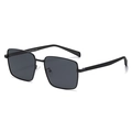 Men's polarized square sunglasses with black metal frame and model 3816 engraving - Black (C1)