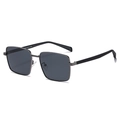 Polarized square sunglasses for men with gunmetal frame and dark gray lenses for driving - Gunmetal Frame Solid Gray Lens (C3)