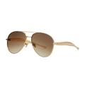 Gouden metalen aviator zonnebril met bruine gradiënt glazen en gestroomlijnde pootjes - Gouden Frame Dubbele Thee