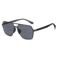 Gafas de sol aviador modernas con montura metálica de doble puente en gris oscuro mate - Montura de Bronce Lente Gris Completo(M01)
