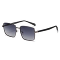 Men's square gunmetal polarized sunglasses with black temples and grey-blue gradient lenses - Gunmetal Frame Gradient Gray Lens (C2)
