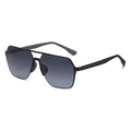 Gafas de sol cuadradas con doble puente negro mate y lentes de degradado gris - Montura Negra Lente Degradado Gris(M03)