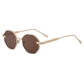 Modern gold polygonal sunglasses for men with textured metal temples and brown lenses - C2 Bright Gold Full Tea
