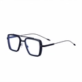 Modern square black frame sunglasses with double bridge and anti-blue light clear lenses - Black Frame Anti Blue-ray