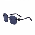 Rimless sunglasses with dark gray lenses and clover rhinestone detail on temples - C1 Bright Black Silver Diamond Black Full Gray