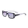 Square frame punk sunglasses for men featuring purple gradient lenses and grey temples - Matte Black Light Gray Blue