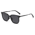 Faltbare quadratische polarisierte Sonnenbrille für Herren in Schwarz mit Scharnier - Schwarzer Rahmen Graue Gläser (C1)