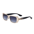 Retro punk square sunglasses with gold metal frame and gradient blue-grey lenses - Matte Gold Double Gray Blue