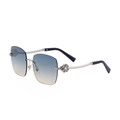 Frameless oversized square sunglasses with blue gradient lenses and clover diamond detail - C6 Bright Black Silver Diamond Silver Gradient Green Yellow