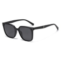 Classic black square oversized polarized sunglasses for men with silver metal accents - Matte Black Frame Grey Lens (C1-1)