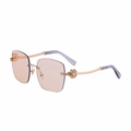 Frameless rimless sunglasses with peach gradient lenses and clover rhinestone detail - C4 Transparent Gray Silver Diamond Gold Light Tea Blue Coating