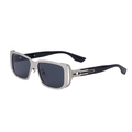Retro-Punk Sonnenbrille mit kleinem Silbermetallrahmen und grauen Gläsern für Herren - Matt Silber Gold Grau