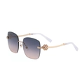 Fashionable rimless sunglasses with gradient lenses and diamond-studded flower detail - C7 Milk White Silver Diamond Gold Dark Tea