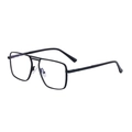 Classic square double bridge sunglasses in matte black metal frame for men - Matte Black Transparency (C2)