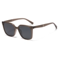 Men's square polarized sunglasses with translucent brown frames and dark gray lenses - Dark Tea Frame Grey Lens (C2)