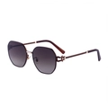 Oversized octagonal sunglasses with brown gradient lenses and rose gold metal frames - Gold Brown Frame Brown Grey Lens (C2)