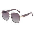 Lunettes de soleil polarisées carrées en métal or rose avec verres dégradés violets - Style Violet Dégradé (C3)