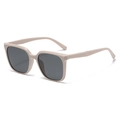 Square polarized sunglasses with nude beige frames and dark grey lenses for men - Beige Frame Green-Grey Lens (C10)