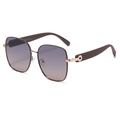 Square polarized sunglasses for women in dark brown frame with gradient lenses - Tea Gold Frame Grey-Purple Gradient