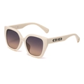 Gafas de sol cat-eye crema con lentes degradadas marrones y detalle floral metálico - Rosa Arroz Brillante Oro Té Claro