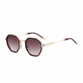 Polygonal sunglasses with tortoiseshell frames, gold metal temples and brown gradient lenses - Gold Tortoise Frame Gradient Brown Lens