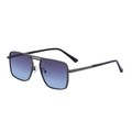 Men's retro square aviator sunglasses with double bridge and blue gradient lenses - Matte Gun Gray Blue (C3)