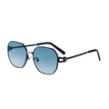 Modische Oversize-Sonnenbrille mit blau verlaufenden Gläsern und hohlen Bügeln - Silberschwarzer Rahmen, grüner Verlaufsglas (C6)