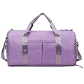Large light purple yoga gym bag with multi-pocket storage and detachable shoulder strap - Purple