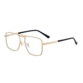 Retro double bridge pilot glasses with gold metal frame and black temples - Matte Gold Transparency (C7)