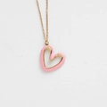 Rosa Herzanhänger-Halskette mit goldenem Metallrand und feiner Kette für Damen - Rosa