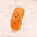 Anello retrò in acciaio al titanio con smalto arancione e stelle, design regolabile - Arancione