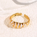 Irregular vintage gold-plated titanium ring with white enamel oil drip detailing - White (A4753)
