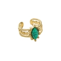 Vintage gold layered open ring with a marquise-cut green natural stone inlay - Gold With Green Marquise Stone