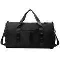 Black large capacity travel bag for sports and fitness featuring dry wet separation design - Black