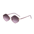Polygon rose gold metal sunglasses with purple gradient lenses for women - Gold Pink Frame Grey Pink Lens