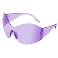 Futuristische paarse Y2K-omwikkelzonnebril met randloze cat-eye-shield en golven - Transparant Paars (C7)