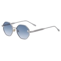 Octagonal silver metal sunglasses with blue gradient lenses and textured temples - C8 Nickel White Blue Gradient