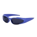 Sportliche blaue Y2K-Wickelsonnenbrille mit dunklen Gläsern für Radsport und Outdoor - Dunkelblau Lila Rahmen Graue Gläser (C3)