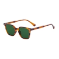 Retro square sunglasses with classic brown tortoise frame and dark green lenses - Tortoise Shell G15 Green Lens (C8)