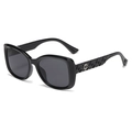 Gafas de sol cat-eye de gran tamaño en negro con patillas con logo G de metal - Polarizado / Negro Brillante Polarizado (C1)