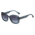 Gafas de sol cat-eye azul grisáceo con lentes degradados y patillas geométricas - Polarizado / Gris Azul Transparente Polarizado (C5)