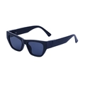 Occhiali da sole rettangolari alla moda con montatura blu e dettagli a V in metallo oro - Nero Lucido Nero Grigio