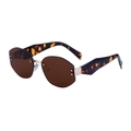 Randlose Polygon-Sonnenbrille mit braunen Gläsern und Bügeln im Leopardenmuster-Stil - C5 Braun Leopard