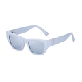 Fashionable light blue cat-eye sunglasses featuring silver triangle metal decor - Porcelain Silver Silver Mercury Coating