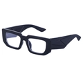 Occhiali da sole neri quadrati con stanghette geometriche e lenti trasparenti - Nero Lucido Anti-Luce Blu