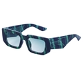 Occhiali da sole quadrati con montatura marmorizzata blu verde e aste larghe - Verde Marmo Sfumato Verde