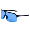 Matte black oversized Y2K sports sunglasses with vibrant blue monolithic lens - Matte Black Light Blue (C2)