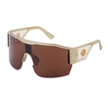 Y2K oversized fietszonnebril, mat gouden montuur, amberkleurige lenzen met hertlogo - Thee Gegalvaniseerd Goud Frame Thee Lens
