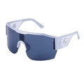 Y2K sportzonnebril met wit montuur, donkerblauwe lenzen en zilverkleurig hertenlogo - Gegalvaniseerd Zilver Frame Grijze Lens